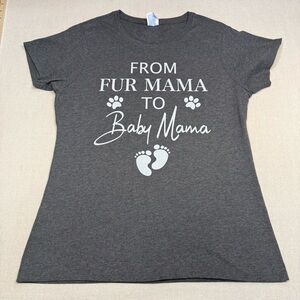 Gray Graphic Tee with White Print by Port & Company - Size Large